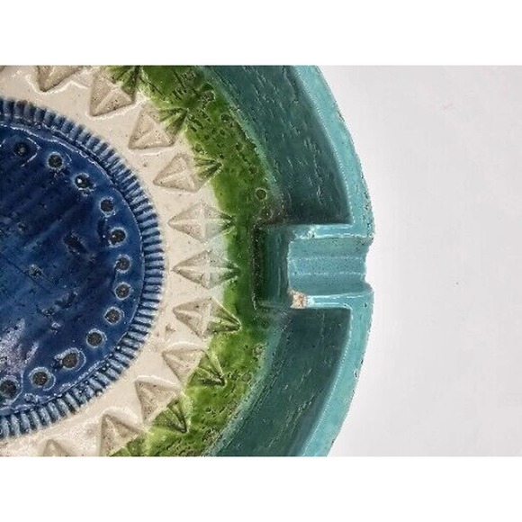 Vintage Mid-Century Bitossi For Rosenthal-Netter Ceramic Blue Glazed Ashtray - Picture 7 of 11